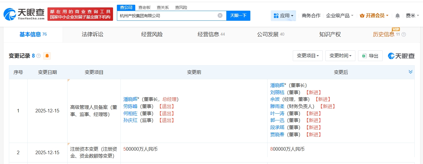杭州產投集團增資至80億